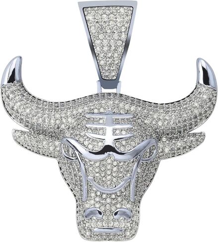 Jewelry Men Hip Hop Iced Out Bling CZ Diamond Vampire Mask & Bull Pendant 18K Gold and Silver Plated with 24 Inch Rope Chain in Saudi Arabia