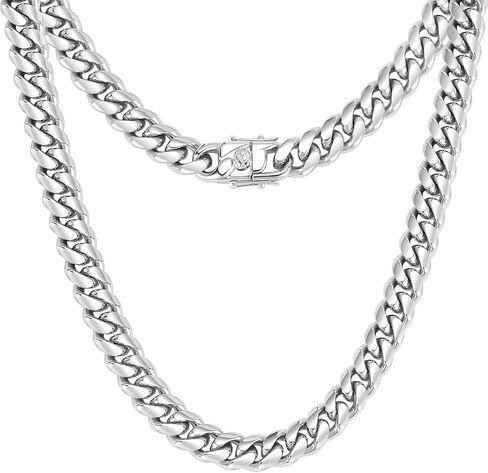 CaptainSteeL Miami Cuban Link Chain Necklace for Men/Women,316L Stainless Steel/Gold Plated 12MM Width 18"/20"/22"/24" Length,Thick Chain for men Hip Hop Jewelry with Gift Box in Saudi Arabia