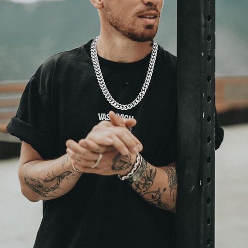 CaptainSteeL Miami Cuban Link Chain Necklace for Men/Women,316L Stainless Steel/Gold Plated 12MM Width 18"/20"/22"/24" Length,Thick Chain for men Hip Hop Jewelry with Gift Box in Saudi Arabia