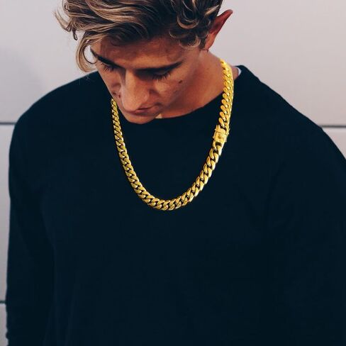CaptainSteeL Miami Cuban Link Chain Necklace for Men/Women,316L Stainless Steel/Gold Plated 12MM Width 18"/20"/22"/24" Length,Thick Chain for men Hip Hop Jewelry with Gift Box in Saudi Arabia