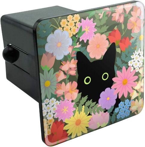 GRAPHICS & MORE Black Cat Hiding in Spring Flowers Tow Trailer Hitch Cover Plug Insert in Saudi Arabia