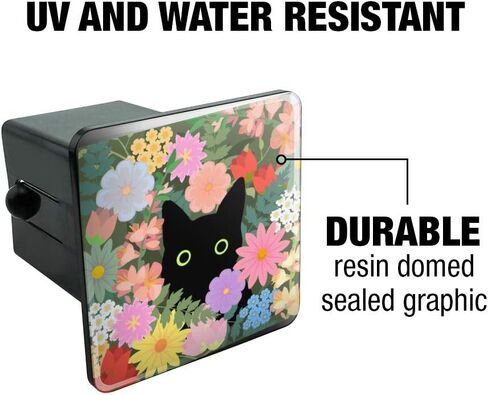 GRAPHICS & MORE Black Cat Hiding in Spring Flowers Tow Trailer Hitch Cover Plug Insert in Saudi Arabia