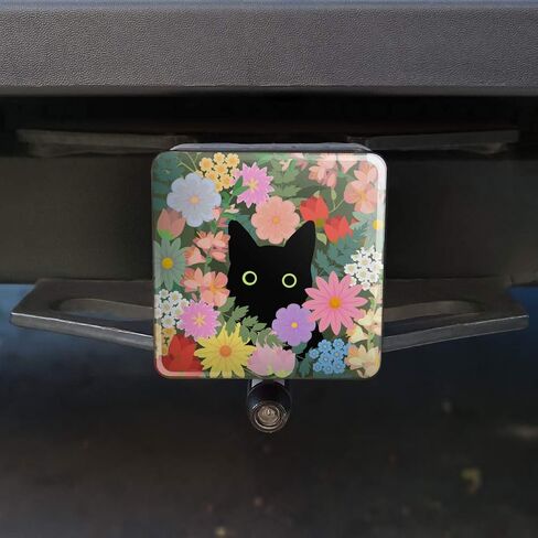GRAPHICS & MORE Black Cat Hiding in Spring Flowers Tow Trailer Hitch Cover Plug Insert in Saudi Arabia