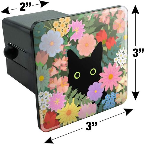 GRAPHICS & MORE Black Cat Hiding in Spring Flowers Tow Trailer Hitch Cover Plug Insert in Saudi Arabia