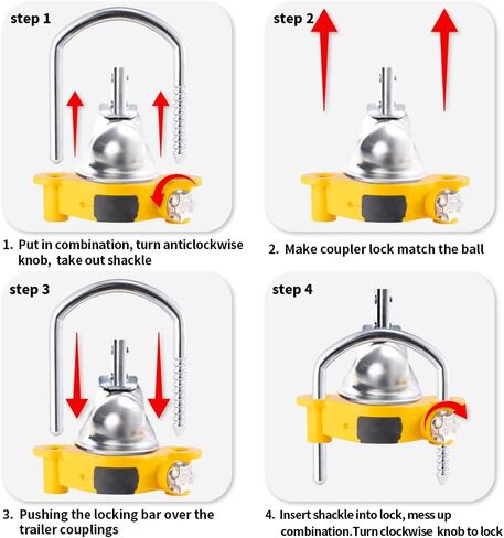 HonesaLoc Trailer Hitch Locks U-Shape Universal Adjustable Storage Security Heavy Duty Patent Design Trailer Coupler Lock with Combination Lock in Saudi Arabia