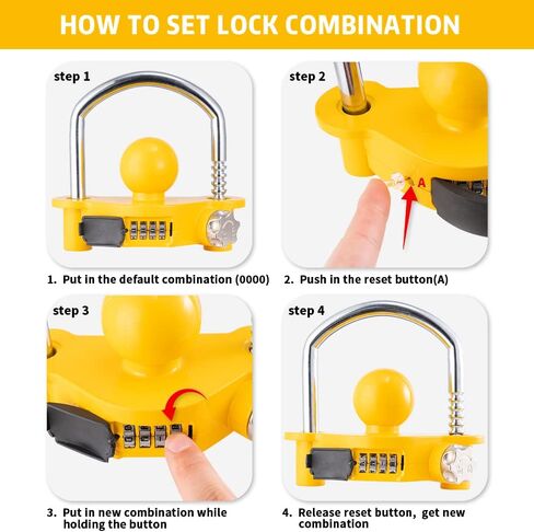 HonesaLoc Trailer Hitch Locks U-Shape Universal Adjustable Storage Security Heavy Duty Patent Design Trailer Coupler Lock with Combination Lock in Saudi Arabia