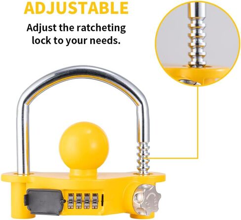 HonesaLoc Trailer Hitch Locks U-Shape Universal Adjustable Storage Security Heavy Duty Patent Design Trailer Coupler Lock with Combination Lock in Saudi Arabia