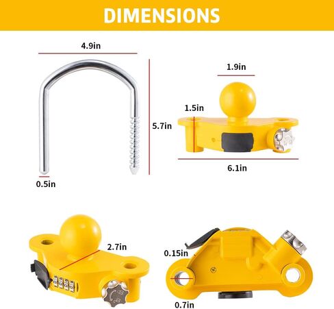 HonesaLoc Trailer Hitch Locks U-Shape Universal Adjustable Storage Security Heavy Duty Patent Design Trailer Coupler Lock with Combination Lock in Saudi Arabia