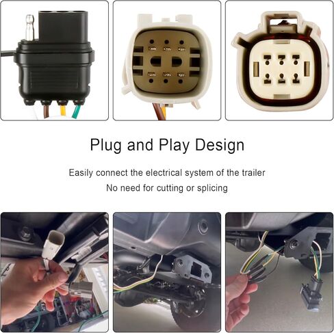 مجموعة أدوات ربط الأسلاك للمقطورة ذات 4 اتجاهات 56471 متوافقة مع Ford Bronco 2021 2022 2023 قابس موصل مقطورة مسطح 4 دبابيس (بدون مصابيح خلفية LED)، أسود in Kuwait