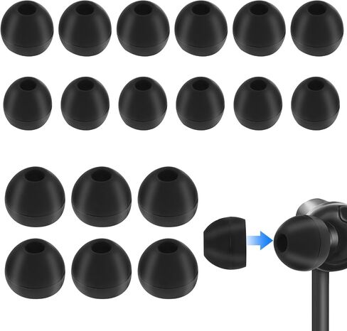 Silicone Earbud Tips 9 Pairs Replacement Ear Buds Tips Compatible Most in- Ear Headphones Black Earbuds Cap S/M/L 3 Size in Saudi Arabia