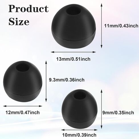 Silicone Earbud Tips 9 Pairs Replacement Ear Buds Tips Compatible Most in- Ear Headphones Black Earbuds Cap S/M/L 3 Size in Saudi Arabia