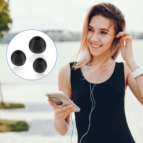 Silicone Earbud Tips 9 Pairs Replacement Ear Buds Tips Compatible Most in- Ear Headphones Black Earbuds Cap S/M/L 3 Size in Saudi Arabia