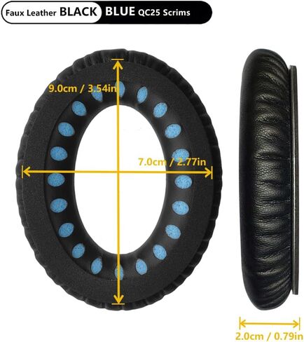 Replacement EarPads Cushions for Bose QuietComfort QC25, Compatible with QC2 QC15 QC35 QC45 QCSE SoundLink/SoundTrue Around-Ear II AE2, Faux Leather (QC25-Blue+Black-FauxLeather) in Saudi Arabia