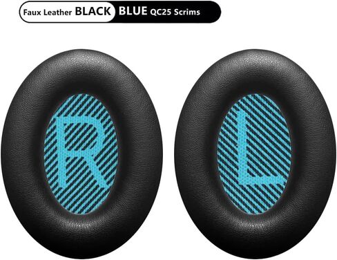 Replacement EarPads Cushions for Bose QuietComfort QC25, Compatible with QC2 QC15 QC35 QC45 QCSE SoundLink/SoundTrue Around-Ear II AE2, Faux Leather (QC25-Blue+Black-FauxLeather) in Saudi Arabia