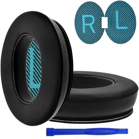 Replacement EarPads Cushions for Bose QuietComfort QC25, Compatible with QC2 QC15 QC35 QC45 QCSE SoundLink/SoundTrue Around-Ear II AE2, Faux Leather (QC25-Blue+Black-FauxLeather) in Saudi Arabia