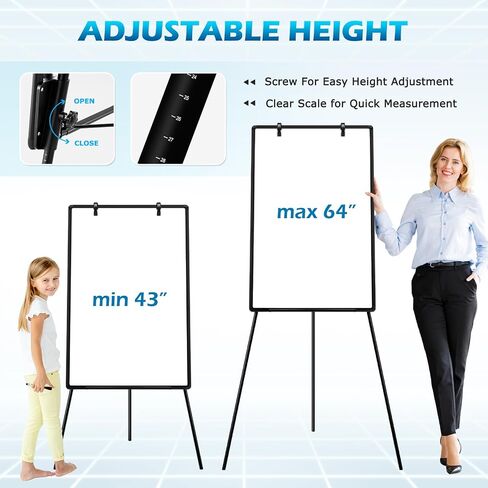 White Board with Stands 36" x 24" Whiteboard Easel Standing Magnetic Dry Erase Board Portable Tripod Height Adjustable Easel for Office School Home 8 Markers 8 Magnets 1 Eraser, Sliver in Saudi Arabia