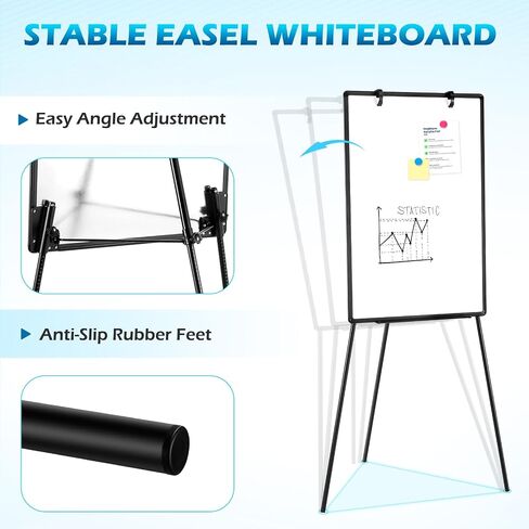 White Board with Stands 36" x 24" Whiteboard Easel Standing Magnetic Dry Erase Board Portable Tripod Height Adjustable Easel for Office School Home 8 Markers 8 Magnets 1 Eraser, Sliver in Saudi Arabia