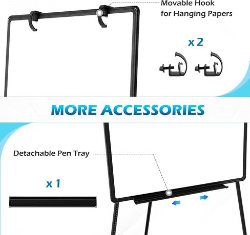 White Board with Stands 36" x 24" Whiteboard Easel Standing Magnetic Dry Erase Board Portable Tripod Height Adjustable Easel for Office School Home 8 Markers 8 Magnets 1 Eraser, Sliver in Saudi Arabia