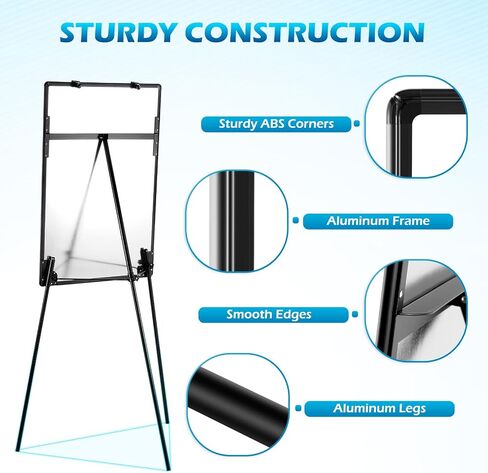 White Board with Stands 36" x 24" Whiteboard Easel Standing Magnetic Dry Erase Board Portable Tripod Height Adjustable Easel for Office School Home 8 Markers 8 Magnets 1 Eraser, Sliver in Saudi Arabia