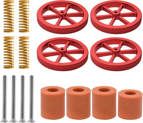 4 قطع من صامولة تسوية اليد من الألومنيوم الأزرق المطورة من IdeaFormer، 4 قطع نوابض 20 ملم، 4 قطع براغي، 4 قطع عمود تسوية من السيليكون لطابعة Ender 3/3 Pro/3v2 ثلاثية الأبعاد in Kuwait