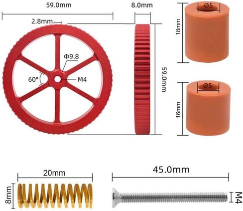 4 قطع من صامولة تسوية اليد من الألومنيوم الأزرق المطورة من IdeaFormer، 4 قطع نوابض 20 ملم، 4 قطع براغي، 4 قطع عمود تسوية من السيليكون لطابعة Ender 3/3 Pro/3v2 ثلاثية الأبعاد in Kuwait