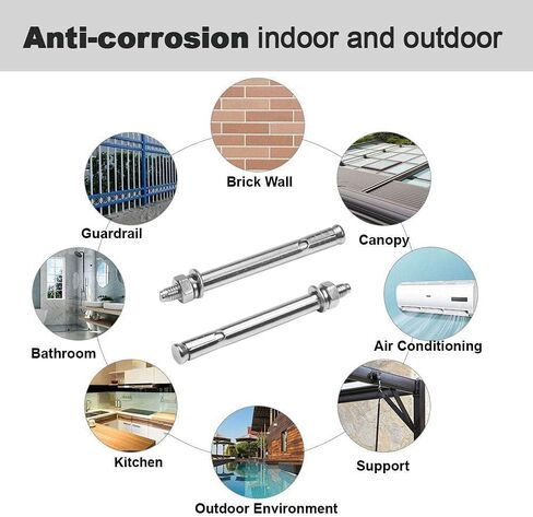 M6*60mm Hex Expansion Bolt Steel,304 Stainless Steel External Furniture Bolts,Concrete Brick Expansion Screw Bolts Fastener (6 Pcs) in Saudi Arabia