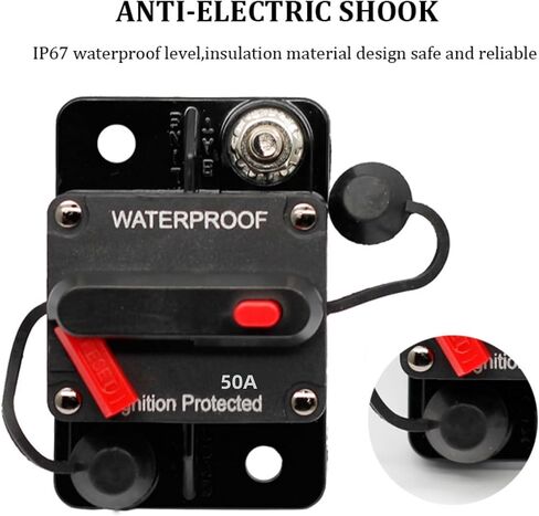 60Amp Circuit Breaker for Boat Trolling Motor Marine ATV Trailer Vehicles Stereo Audio Electronic Battery Solar System Inline Fuse with Manual Reset Switch Waterproof, 12V- 42V DC in Saudi Arabia