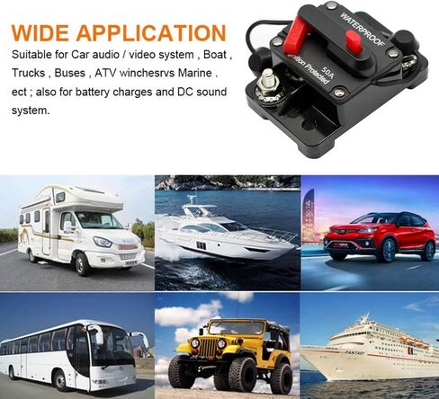 60Amp Circuit Breaker for Boat Trolling Motor Marine ATV Trailer Vehicles Stereo Audio Electronic Battery Solar System Inline Fuse with Manual Reset Switch Waterproof, 12V- 42V DC in Saudi Arabia