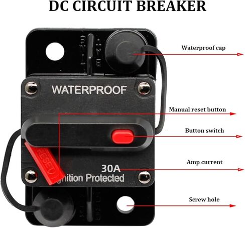 قاطع دائرة 60 أمبير للقوارب، محرك التصيد البحري، مركبات مقطورة ATV، مركبات صوت ستيريو، بطارية إلكترونية، النظام الشمسي، صمام مضمن مع مفتاح إعادة ضبط يدوي، مقاوم للماء، 12 فولت - 42 فولت تيار مستمر in Kuwait