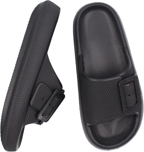 Women Pillow Sandals with Soft Thick Sole Cloud Slides Bathroom Non-Slip Shower Shoes House Slippers in Saudi Arabia