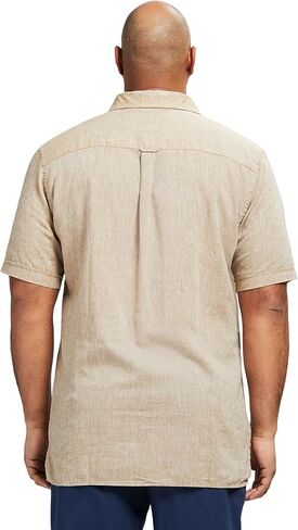 IZOD Men's Big and Tall Linen Button Down Short Sleeve Shirt in Saudi Arabia