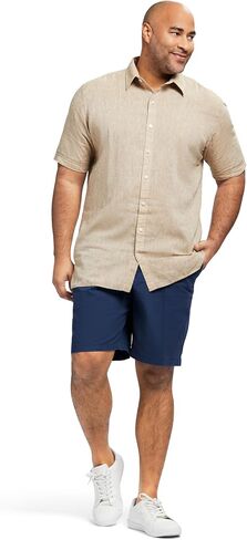 IZOD Men's Big and Tall Linen Button Down Short Sleeve Shirt in Saudi Arabia
