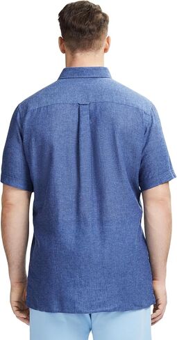 IZOD Men's Big and Tall Linen Button Down Short Sleeve Shirt in Saudi Arabia
