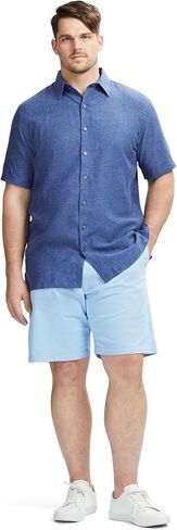 IZOD Men's Big and Tall Linen Button Down Short Sleeve Shirt in Saudi Arabia