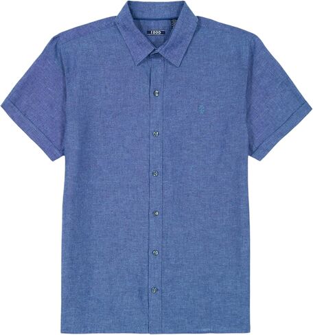 IZOD Men's Big and Tall Linen Button Down Short Sleeve Shirt in Saudi Arabia