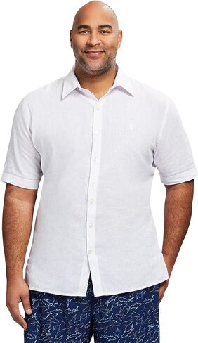 IZOD Men's Big and Tall Linen Button Down Short Sleeve Shirt in Saudi Arabia