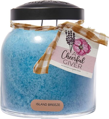 A Cheerful Giver — Island Breeze - 34oz Papa Scented Candle Jar with Lid - Keepers of the Light - 155 Hours of Burn Time, Gift Candle, Blue in Saudi Arabia
