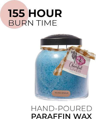 A Cheerful Giver — Island Breeze - 34oz Papa Scented Candle Jar with Lid - Keepers of the Light - 155 Hours of Burn Time, Gift Candle, Blue in Saudi Arabia