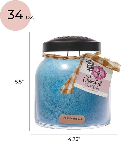 A Cheerful Giver — Island Breeze - 34oz Papa Scented Candle Jar with Lid - Keepers of the Light - 155 Hours of Burn Time, Gift Candle, Blue in Saudi Arabia