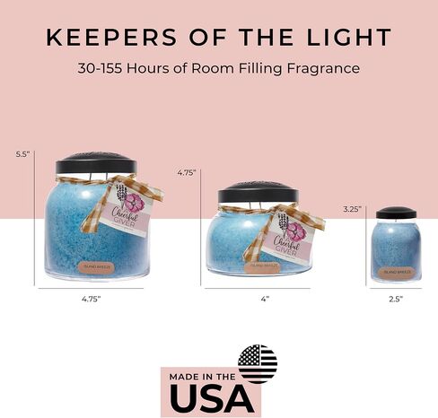 A Cheerful Giver — Island Breeze - 34oz Papa Scented Candle Jar with Lid - Keepers of the Light - 155 Hours of Burn Time, Gift Candle, Blue in Saudi Arabia