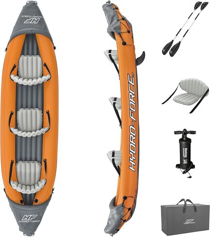 Hydro-Force 9'2" x 34" Ventura Elite X1 Inflatable Kayak Set | Fits 1 Adult | Includes Boat, Aluminum Paddle, Hand Pump, Fins, Seat, Gear Bag, Carry Bag, Repair Patch Kit in Saudi Arabia