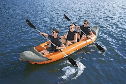 Hydro-Force 9'2" x 34" Ventura Elite X1 Inflatable Kayak Set | Fits 1 Adult | Includes Boat, Aluminum Paddle, Hand Pump, Fins, Seat, Gear Bag, Carry Bag, Repair Patch Kit in Saudi Arabia