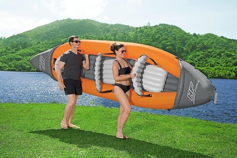 Hydro-Force 9'2" x 34" Ventura Elite X1 Inflatable Kayak Set | Fits 1 Adult | Includes Boat, Aluminum Paddle, Hand Pump, Fins, Seat, Gear Bag, Carry Bag, Repair Patch Kit in Saudi Arabia