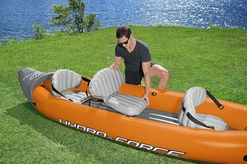 Hydro-Force 9'2" x 34" Ventura Elite X1 Inflatable Kayak Set | Fits 1 Adult | Includes Boat, Aluminum Paddle, Hand Pump, Fins, Seat, Gear Bag, Carry Bag, Repair Patch Kit in Saudi Arabia