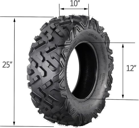 إطارات 25x10-12 6PR ATV - لجميع التضاريس، الطرق الوعرة، UTV، مجموعة من 2، بدون أنبوب in Kuwait