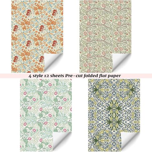 Bolsome William Morris Wrapping Paper Vintage Flowers Patterned Gift Wrap Paper for Birthday Wedding Anniversary DIY Craft, 19.7 x 27.6'', Folded Flat, 12 Sheet in Saudi Arabia