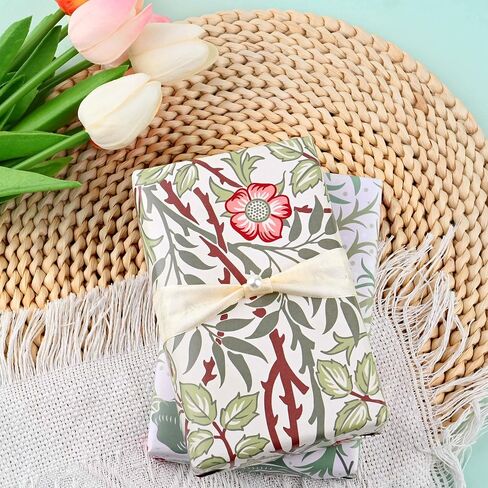 Bolsome William Morris Wrapping Paper Vintage Flowers Patterned Gift Wrap Paper for Birthday Wedding Anniversary DIY Craft, 19.7 x 27.6'', Folded Flat, 12 Sheet in Saudi Arabia