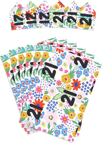 CENTRAL 23 Floral Wrapping Paper - 21st Birthday - 6 Sheets of Gift Wrap - For Women Age 21 - For Daughter Sister Friends - Comes with Fun Stickers in Saudi Arabia