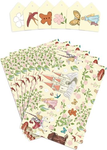 CENTRAL 23 Birthday Wrapping Paper For Girls - 6 Sheets Thick Gift Wrap - Fairytale - Princess - Enchanted - Baby Shower Wrapping Paper Girl - Comes With Fun Stickers in Saudi Arabia