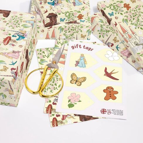 CENTRAL 23 Birthday Wrapping Paper For Girls - 6 Sheets Thick Gift Wrap - Fairytale - Princess - Enchanted - Baby Shower Wrapping Paper Girl - Comes With Fun Stickers in Saudi Arabia